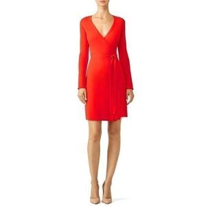 DVF Red Knit Red Knit Wrap Mini DressMEDIUM US 8-10